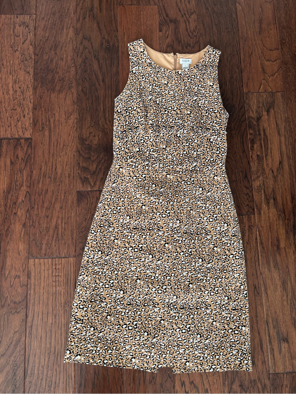 J. Crew Tan and Black Leopard Midi Work Dress